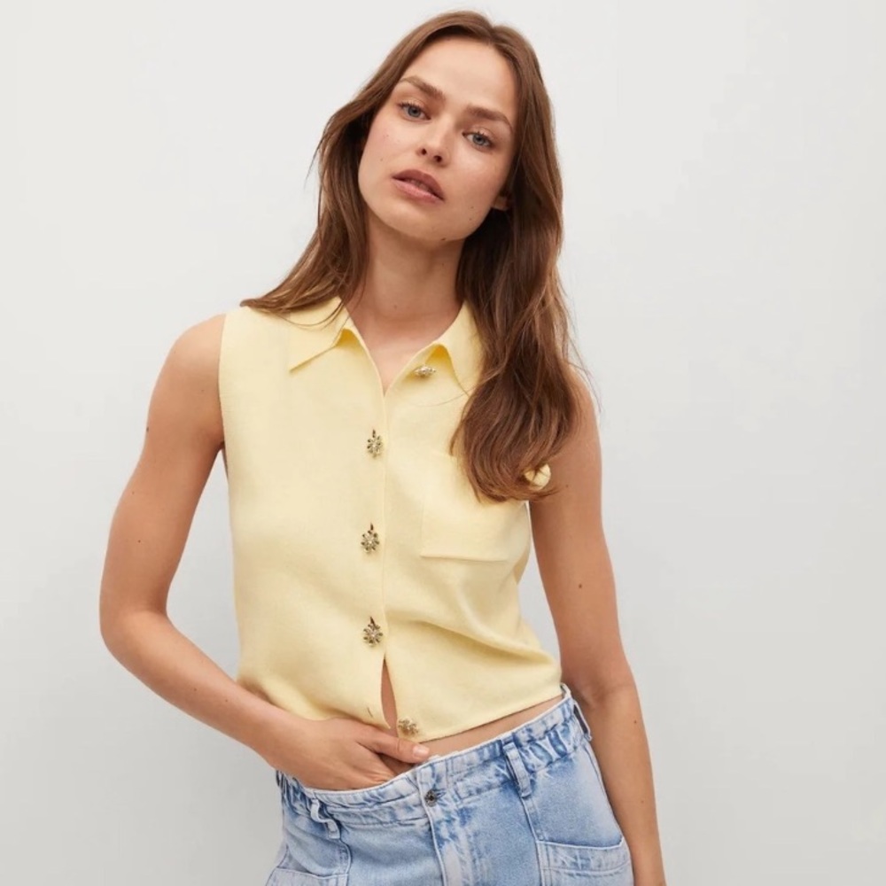 Mango Knit Rhinestones Top